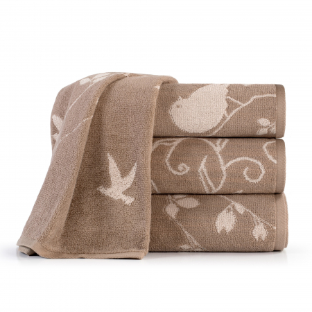 Махровое полотенце "Самойловский Текстиль" Форест / мокко, светло-бежевый, узоры