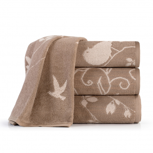 Махровое полотенце "Самойловский Текстиль" Форест / мокко, светло-бежевый, узоры