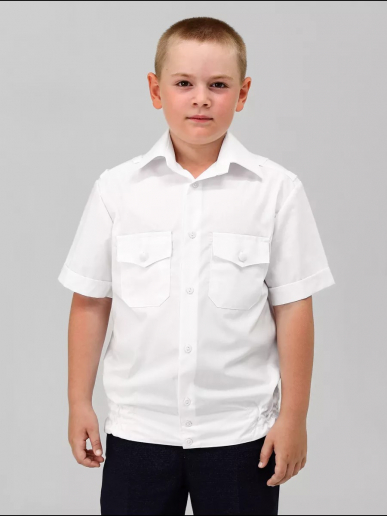 Детская рубашка кадетская (короткий рукав) / Белый