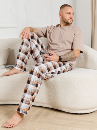 Брюки мужские Тор-1 / клетка коричневая