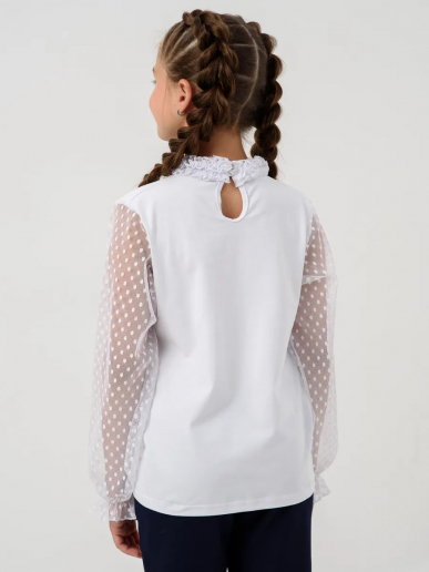 Детская блузка "Кайли" длинный рукав / Белый