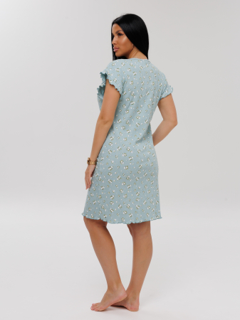 Женская сорочка Сор-107(Каш) / Серо-зеленый (цветы)