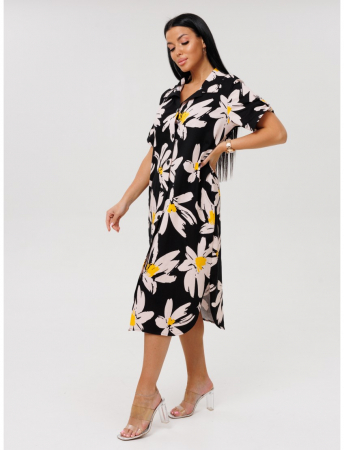 Женский халат Х-105(К) / Черный (цветы)