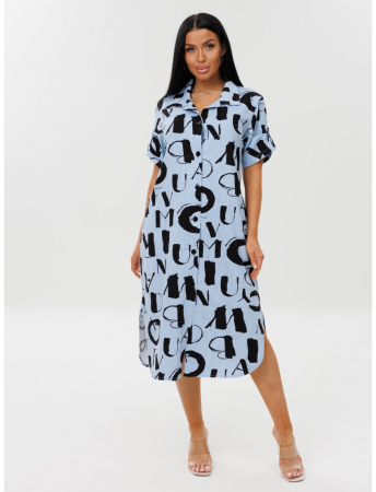 Женский халат Х-105(К) / Голубой (буквы)