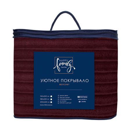 Покрывало Happy Family велсофт Волна г/к №70 бордовый