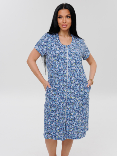 Женский халат Х-95(К) / Синий (мелкие цветы)