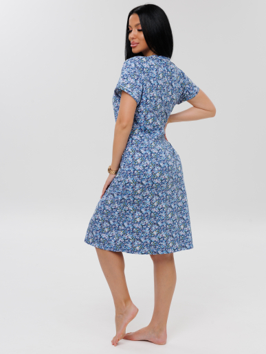 Женский халат Х-95(К) / Синий (мелкие цветы)