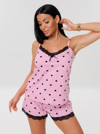 Женская пижама П-78(К) / Ярко-розовый (сердечки)
