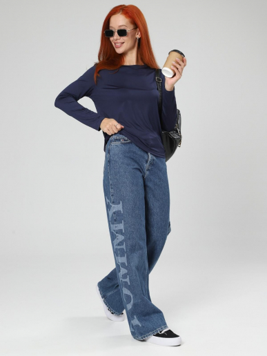 Женский лонгслив Энкар / темно-синий