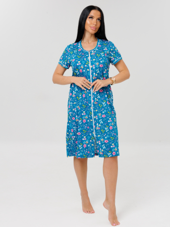 Женский халат Х-95(К) / Голубой (цветы)