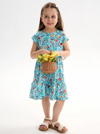 Детское платье "Ласточка" / Ирисы на голубом