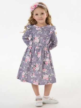 Детское платье "Красотка" / Розы на фиолетовом
