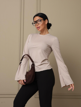 Женский лонгслив мод.2028/1 / Бежевый