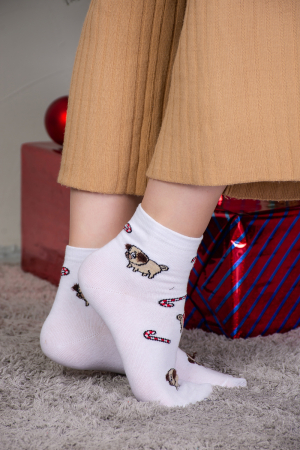 Женские носки  стандарт Символ дружбы (набор 3 пары) / белый, красный, серый