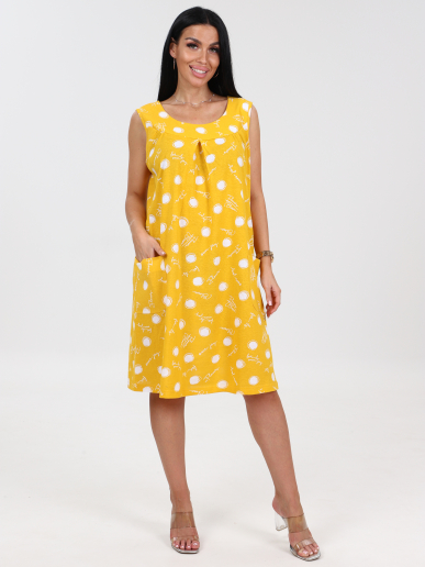 Женский сарафан ВЕРТИКАЛЬ СК-418 / Круги на желтом, надпись