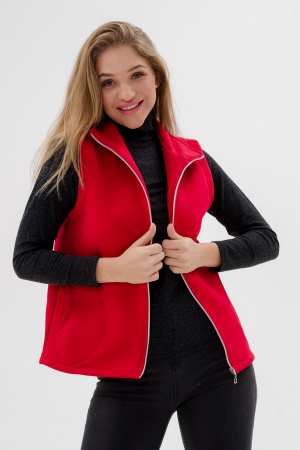 Жилет женский из футера / Красный макси
