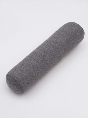 Валик ортопедический массажный для спины и поясницы с лузгой гречихи / серый