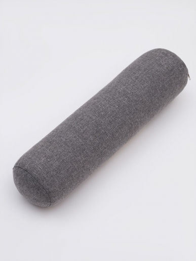 Валик ортопедический массажный для спины и поясницы с лузгой гречихи / серый