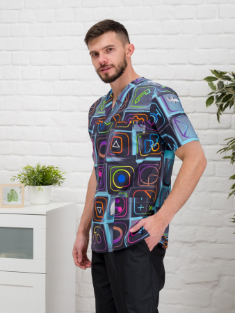 Рубашка медицинская мужская М-286-12357 Поплин