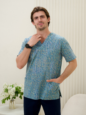 Рубашка медицинская мужская М-286-13367 Поплин