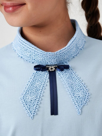 Детская блузка "Алена" длинный рукав / Голубой