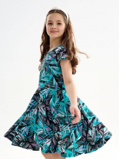 Детское платье "Птичка" / Тропики фиолетовые