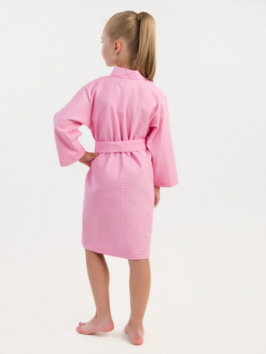 Детский вафельный халат / розовый