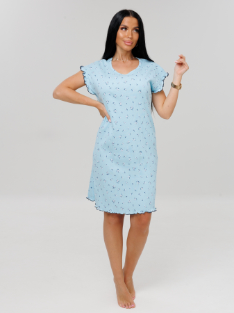 Женская сорочка Сор-107(Каш) / Голубой (цветы)