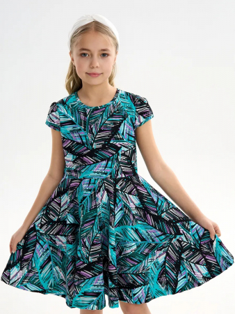 Детское платье "Птичка" / Тропики фиолетовые