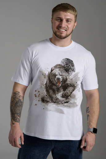 Мужская футболка 8593 / белый+медведь