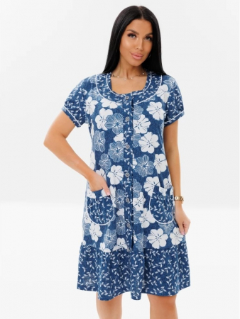 Женский халат Х-48(К) / Индиго (цветы)