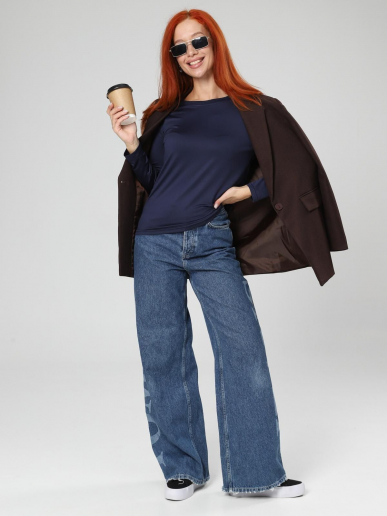 Женский лонгслив Энкар / темно-синий