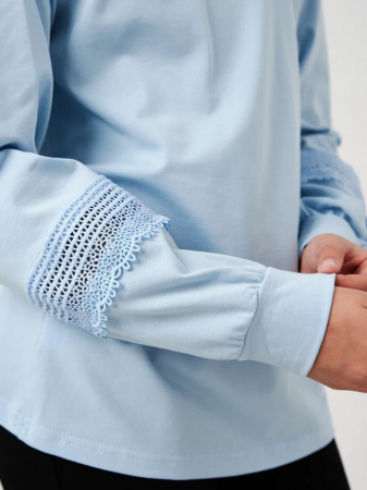 Детская блузка "Алена" длинный рукав / Голубой