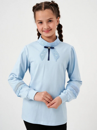 Детская блузка "Алена" длинный рукав / Голубой