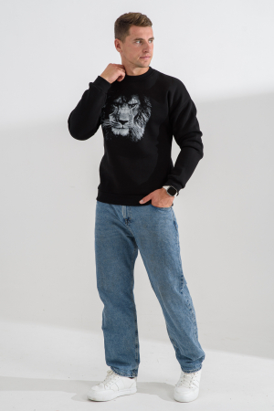 Мужской свитшот 8559 / черный+лев
