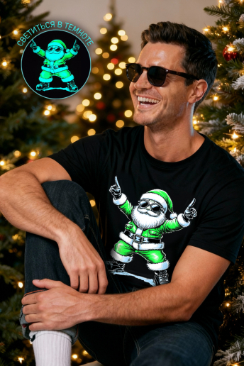 Футболка унисекс 8581 / черный+дедМ зеленый