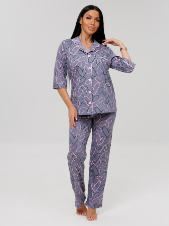 Женский костюм К-132(К) / Серый (сердечки)