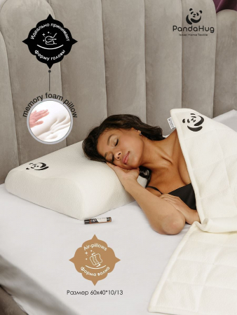 Подушка с эффектом памяти PandaHug форма волна 60x40x10/13 + аромароллер