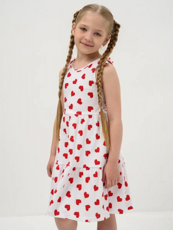 Детский сарафан "Романс" / Белый, сердечки