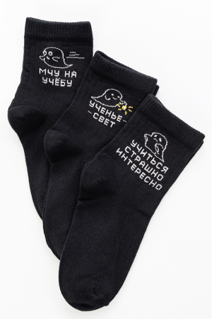 Носки стандарт женские Мчу на учебу (набор 3 пары) / черный