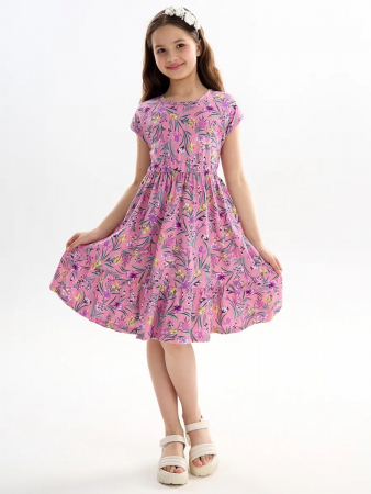 Детское платье "Ласточка" / Ирисы на розовом
