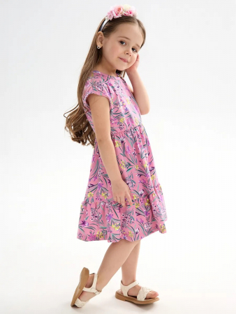 Детское платье "Ласточка" / Ирисы на розовом