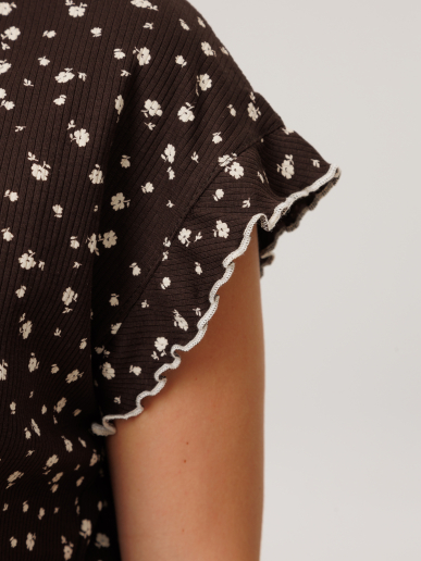 Женская пижама П-109(Л) / Коричневый (цветы)