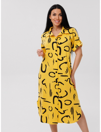 Женский халат Х-105(К) / Желтый (узоры)