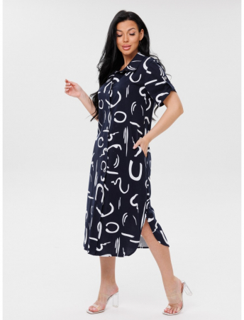 Женский халат Х-105(К) / Темно-синий (узоры)