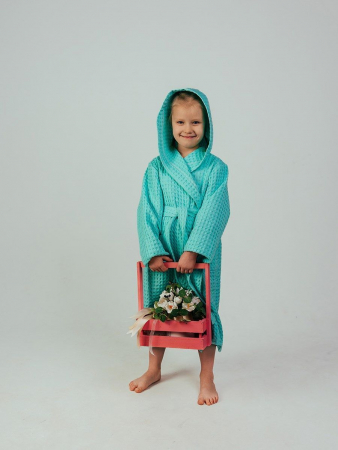 Детский вафельный халат "Комфорт" / мятный