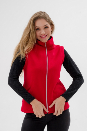 Жилет женский из футера / Красный макси