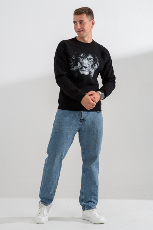 Мужской свитшот 8559 / черный+лев