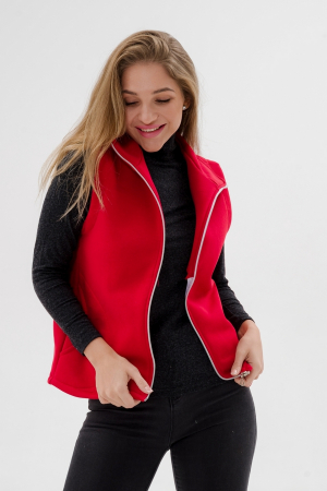 Жилет женский из футера / Красный макси