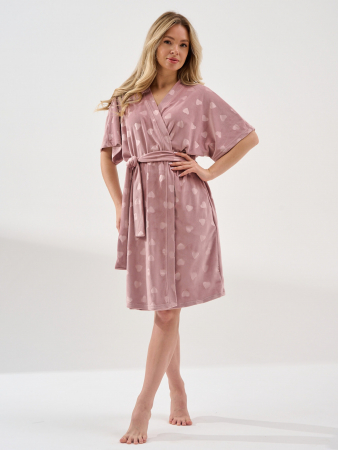 Женский халат "Велюровое сердце" 2186-В / Сухая роза (сердечки)